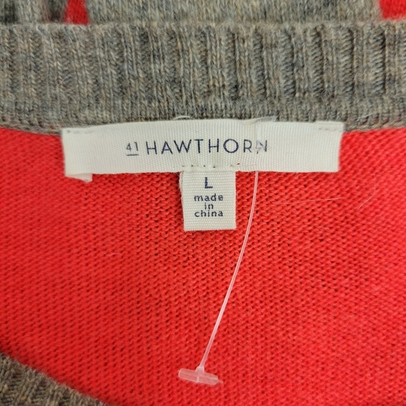 41 Hawthorn Demi Pullover Sweater Size L Red Gray Colorblock Checkered Angora - Picture 4 of 5